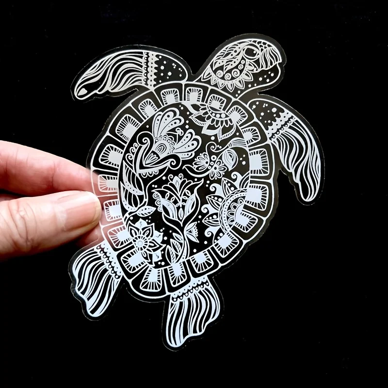 

1pc Clear Turtle Vinyl Sticker Glossy Self-Adhesive Cartoon Decal for Laptop Decor