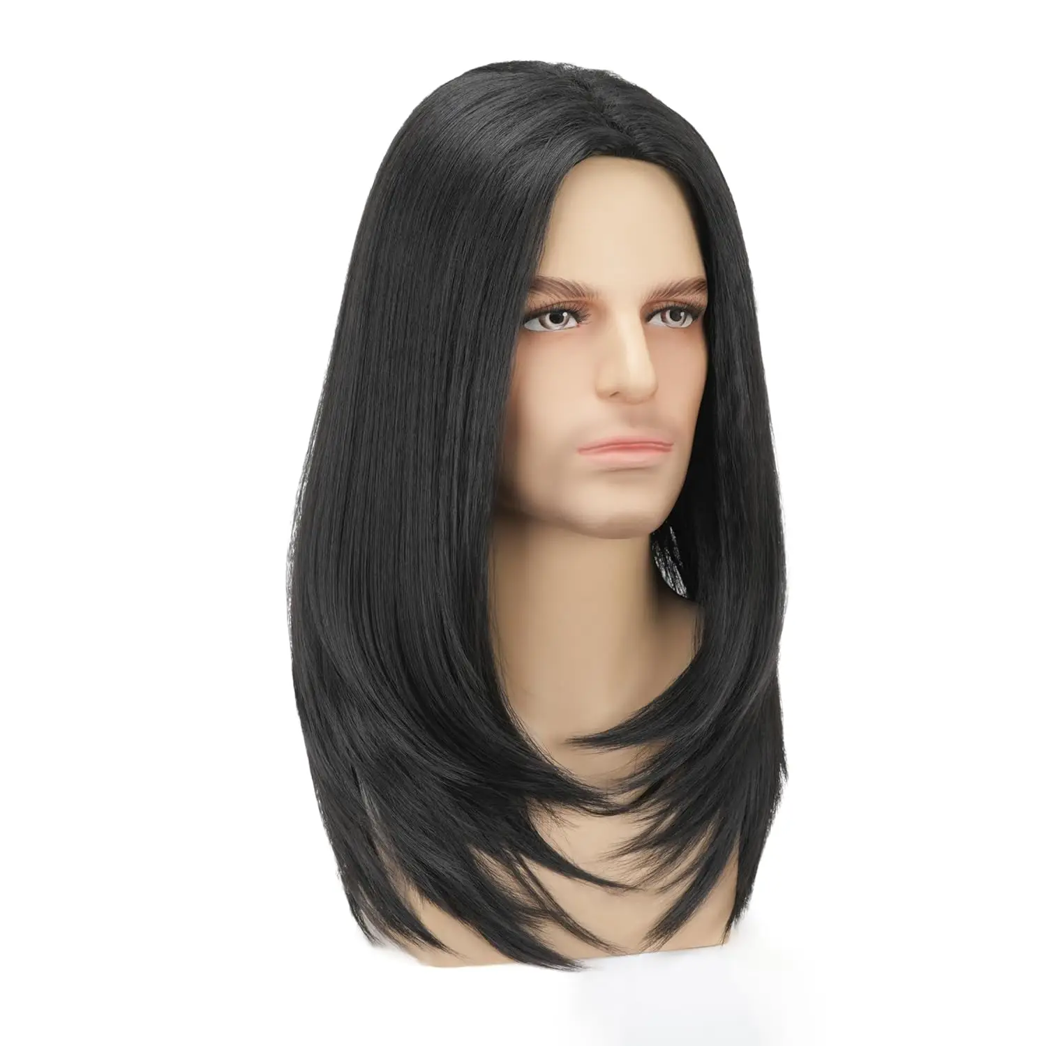 Long Black Wig for Mens Straight Hair Synthetic Heat Resistant Men Wigs for Daily Party Costume Halloween - view 4