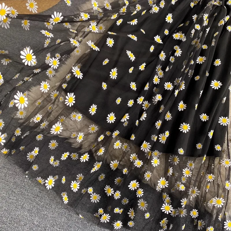 Women Dress 2025 New Summer Fashion Fairy Mesh Party Dress Korean Pop Floral Print Vacation Beach Dress Streetwear Sundress image 6