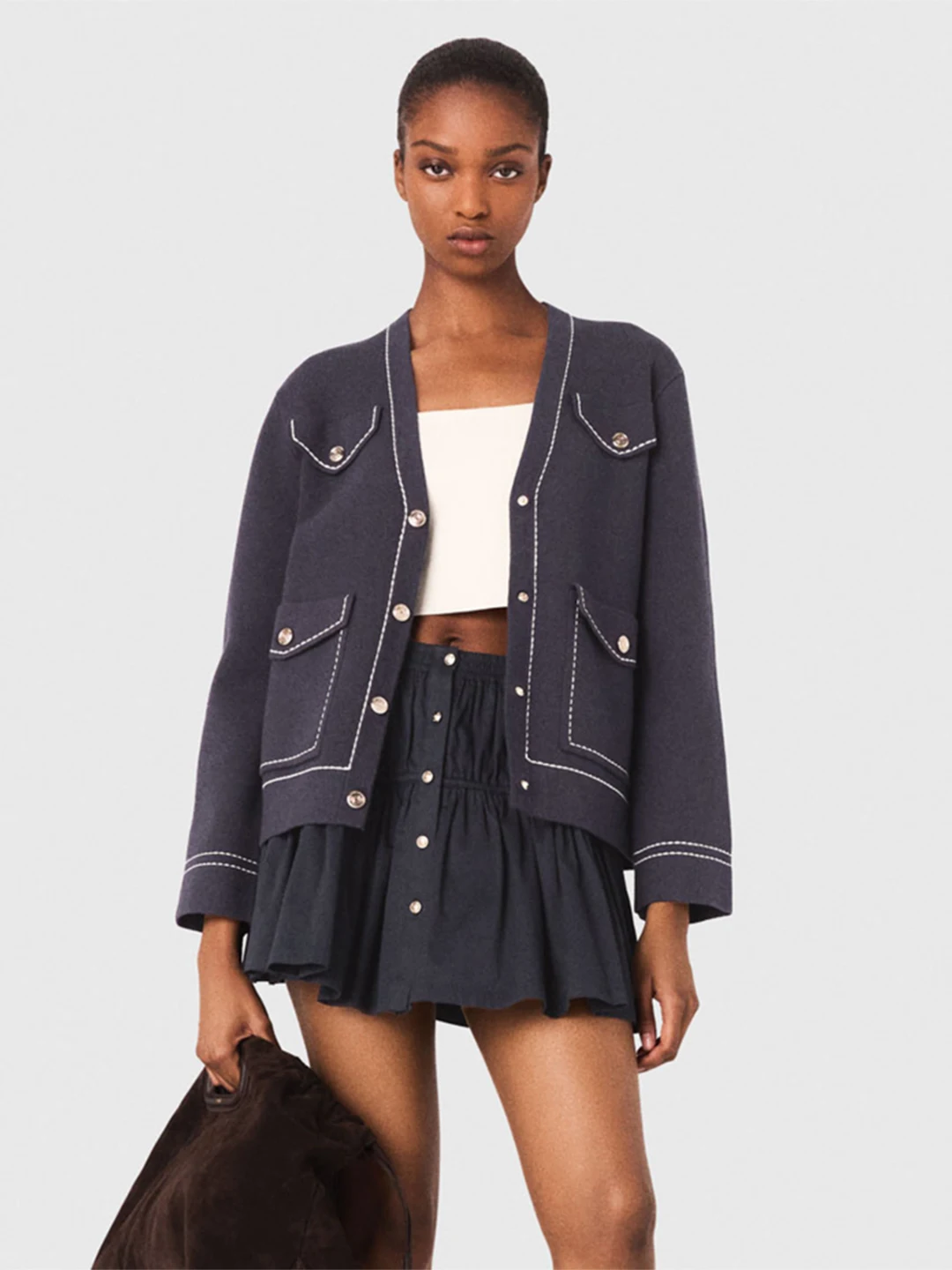 

MaSandeM Women's Faionable ort Knitted Long Sve V-Ne Top Autumn New Sle Commute Wind Regular Fit Medium Softn