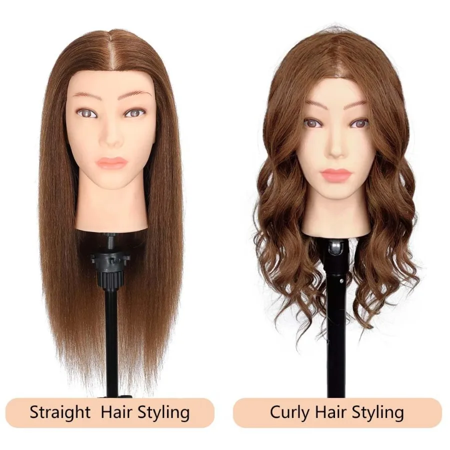 Голова манекена со 100% настоящими человеческими волосами для профессиональной косметологической практики: идеально подходит для плетения, укладки и стрижки.