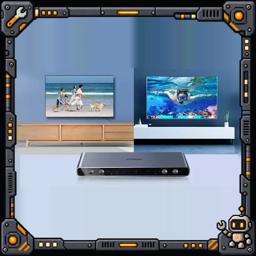 UGREEN 70435 CM288 HDMI 2.0 Matrix Switch 4 In 2 Out 4K 60Hz Video Switcher Splitter for Multiple Displays