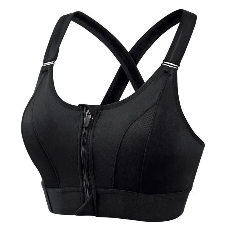 Reggiseni sportivi da donna collant Crop Top gilet da Yoga cerniera anteriore Plus Size cinturino regolabile antiurto palestra Fitness reggiseno