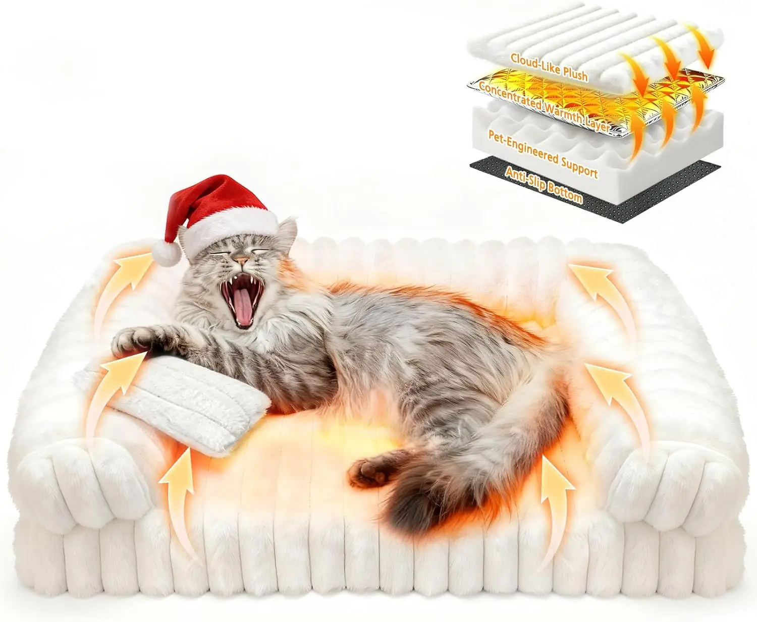 

Теплая моющаяся лежанка для кошек, для домашних животных, с противоскользящим покрытием, дизайн в виде дивана, подходит для веса до 65 фунтов.