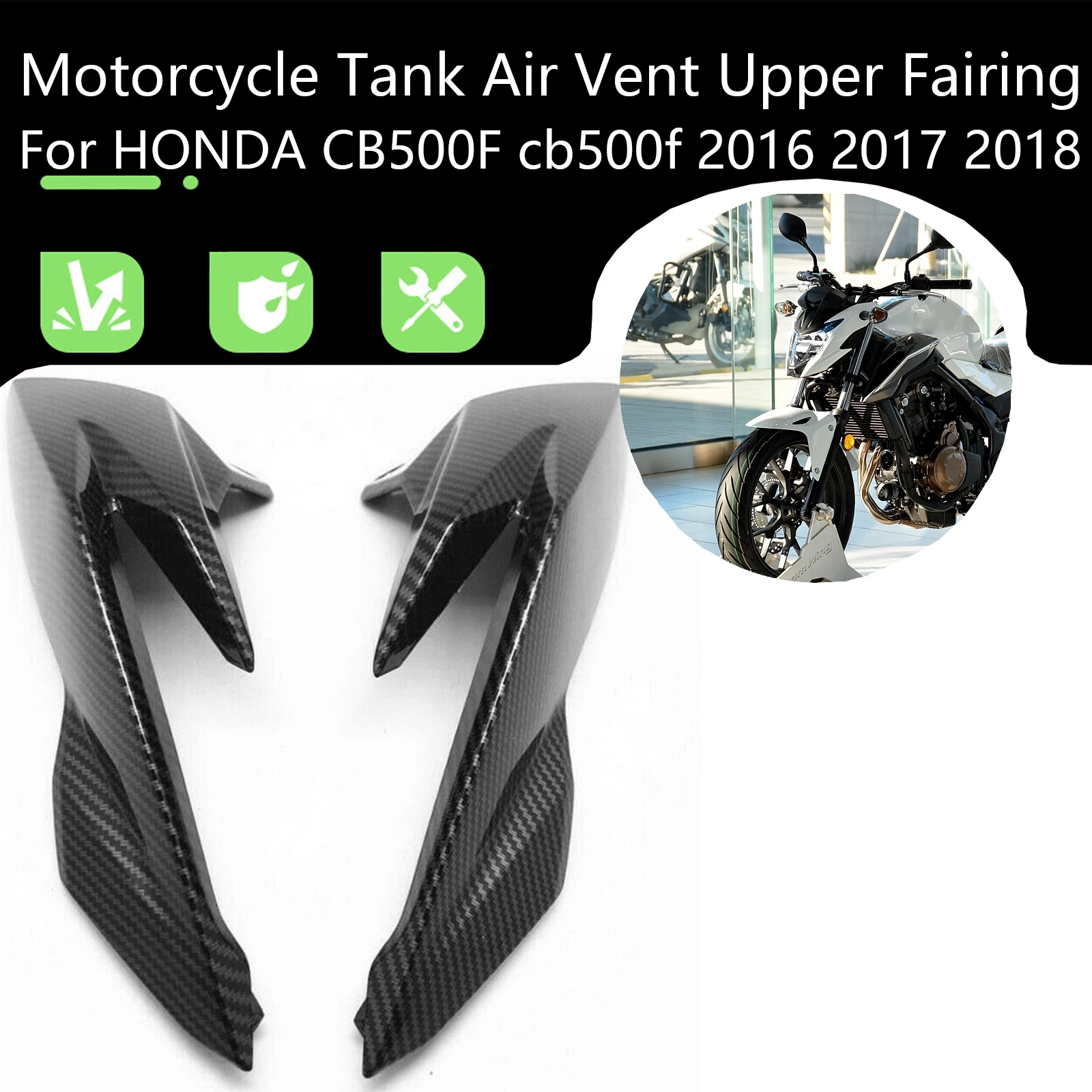 Motorcycle Side Tank Air Vent Upper Fairing For HONDA CB500F cb500f 2016 2017 2018 ABS Carbon Fiber Sporty Look
