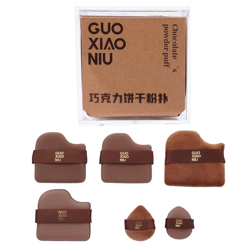 Ensemble de Mini bouffantes de mélangeur de maquillage, mélange rapide de couleur chocolat, éponge de maquillage sec et humide, outil de maquillage cosmétique Double face 6 pièces