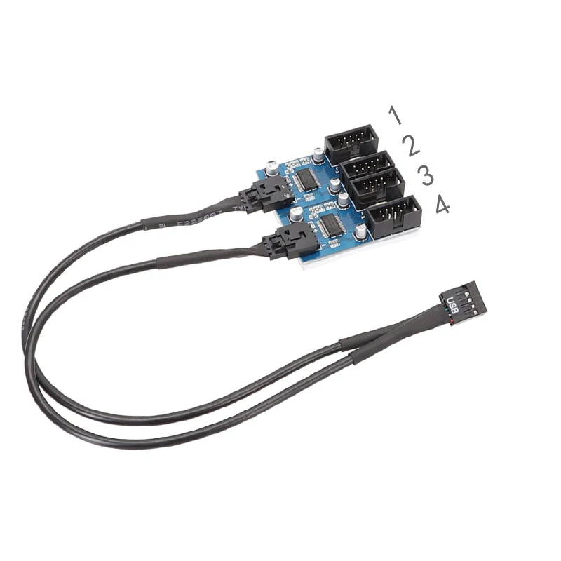 30cm 9핀 USB 분배기 USB 9핀 인터페이스 헤더 마더보드 확장 1 ~ 2/4 케이블 데스크탑 USB2.0 허브 커넥터 어댑터 포트