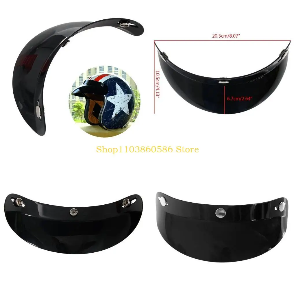 242A Hot Universal 3 Snap Visor Face Shield Lens For Motorcycle Helmets Open Face