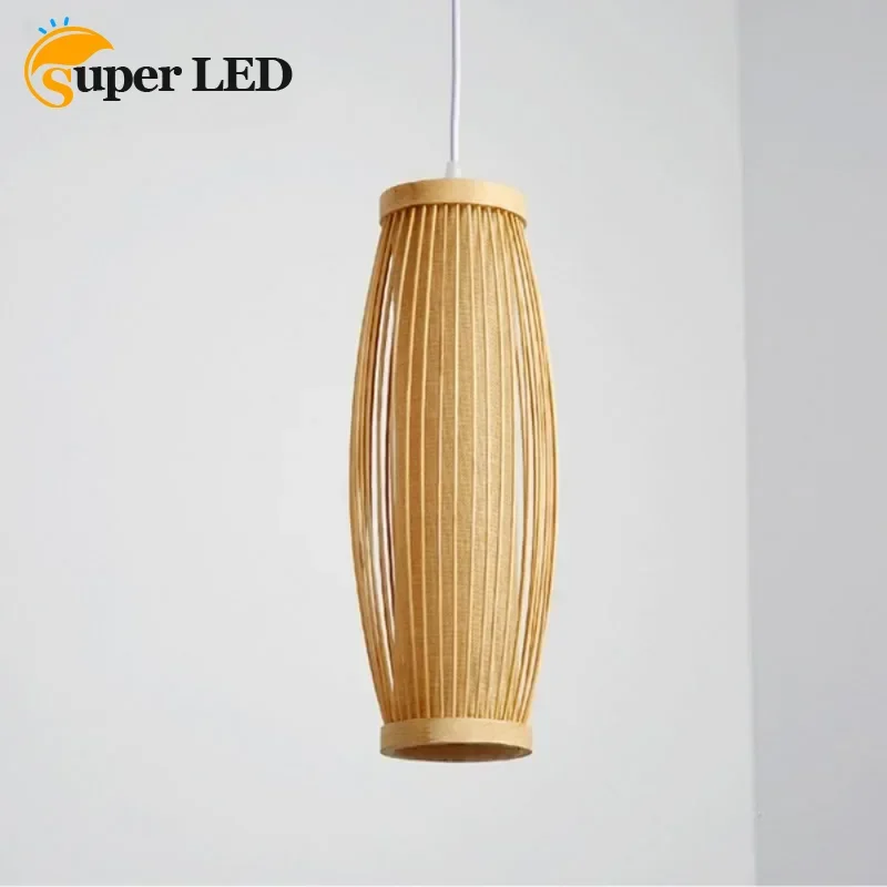 

Hand Knit Restaurant Chandeliers Bamboo Pendant Lamp Home Decor Rattan Wicker Study Bed Room Hall Chinese Style Pendant Light