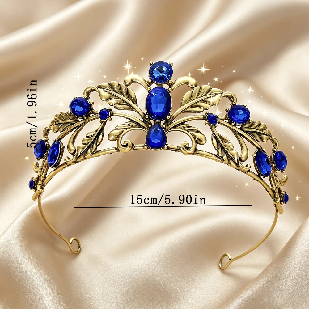 Vintage Leaf Rhinestone Bridal Tiara Elegant Crystal Queen Crown Regal Floral Jewelry Wedding Sweet 16 Formal Evening Party view 6