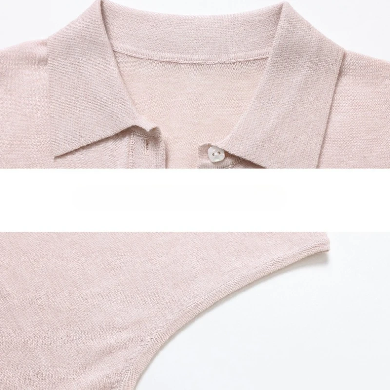 Top estivo casual in maglia senza maniche con colletto con risvolto e bottoni sul davanti per abiti da donna in maglione casual da ufficio e quotidiano