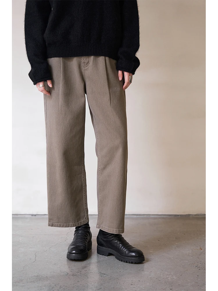 

Toughsen Чистый хлопок 3D Свободные повседневные широкие брюки прямого кроя 9-длинные брюки Bla Color l Талия