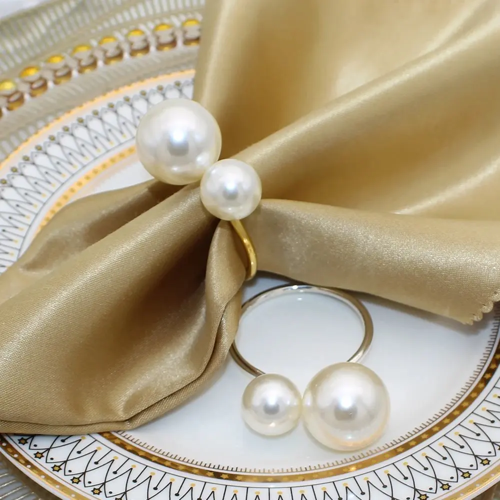 1-96PCS Napkin Rings Stylish Dazzling Pearl Table Decoration for Reception Anniversary Wedding  Wonderful Present for Relatives