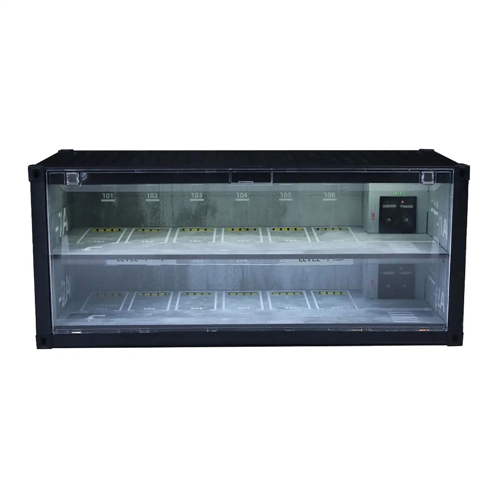 

1/64 Car Display Case Parking Garage Model Tabletop Decor Gift Showroom Diecast Car Storage Box with LED Light for Toy Cars Kids