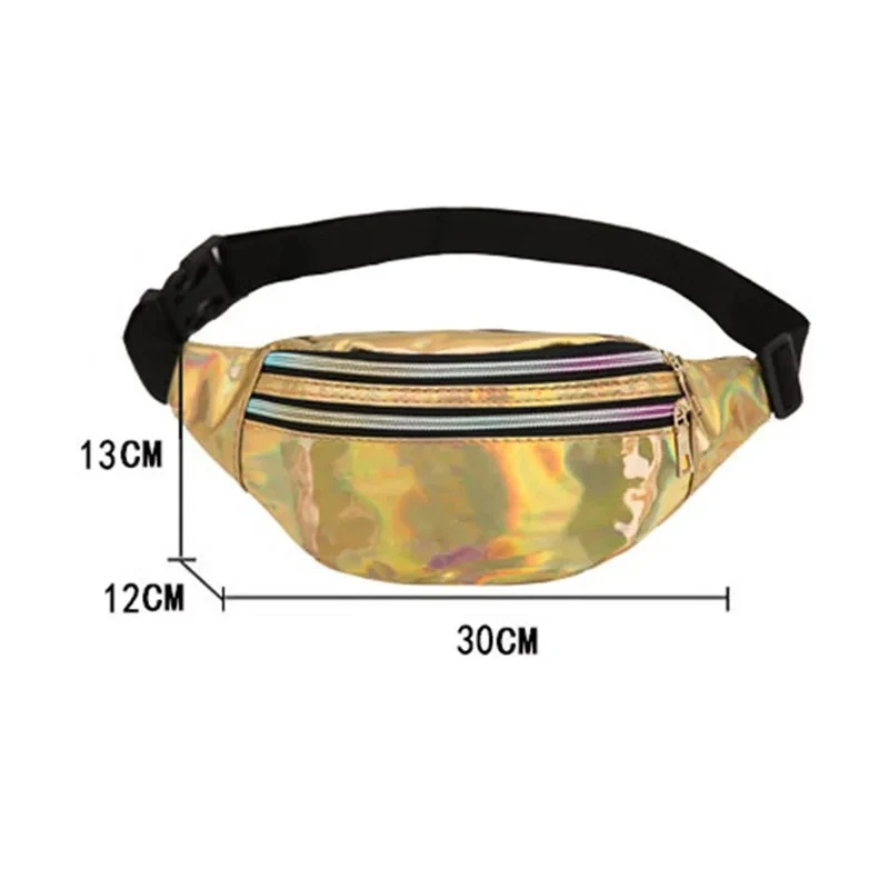 Double Zipper Waist Bag Men Women Fashion Adjustable Strap Laser Crossbody Chest Bags Unisex Outdoor Sports Running Waist Packs