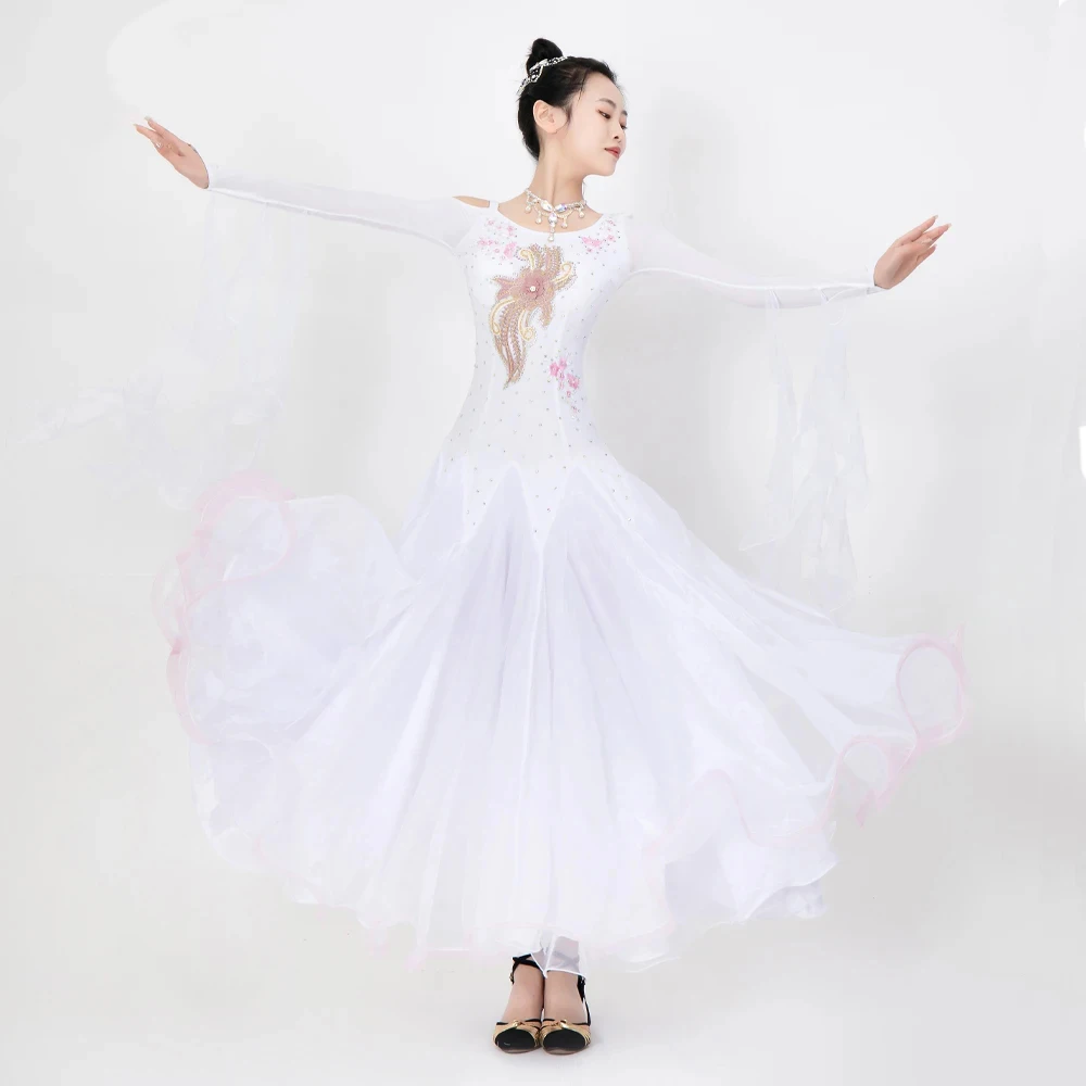 

2025 Jazz Ballroom Modern Dance Dress Broadcasting Suit Girl Volume Contest Stage Performance Outfit Waltz Competition Clothing