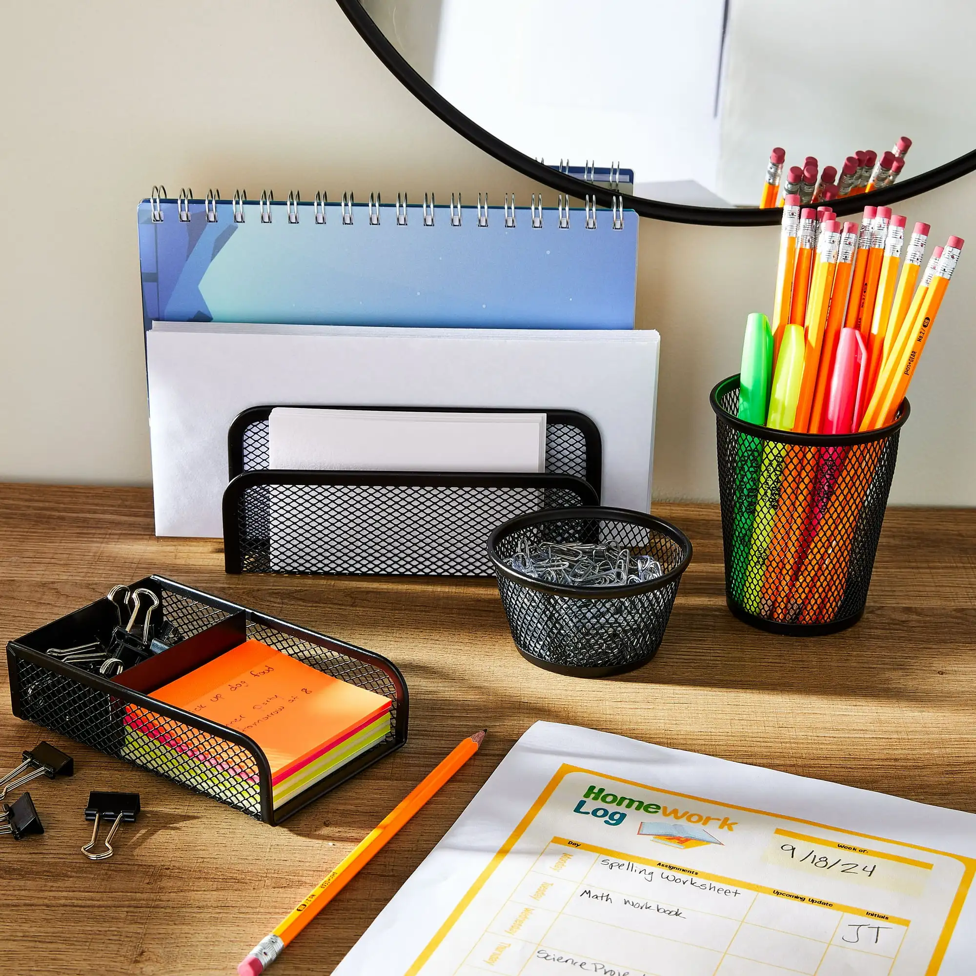 

Pen+Gear Metal Desk Organizer Set, Black, 4 Pieces