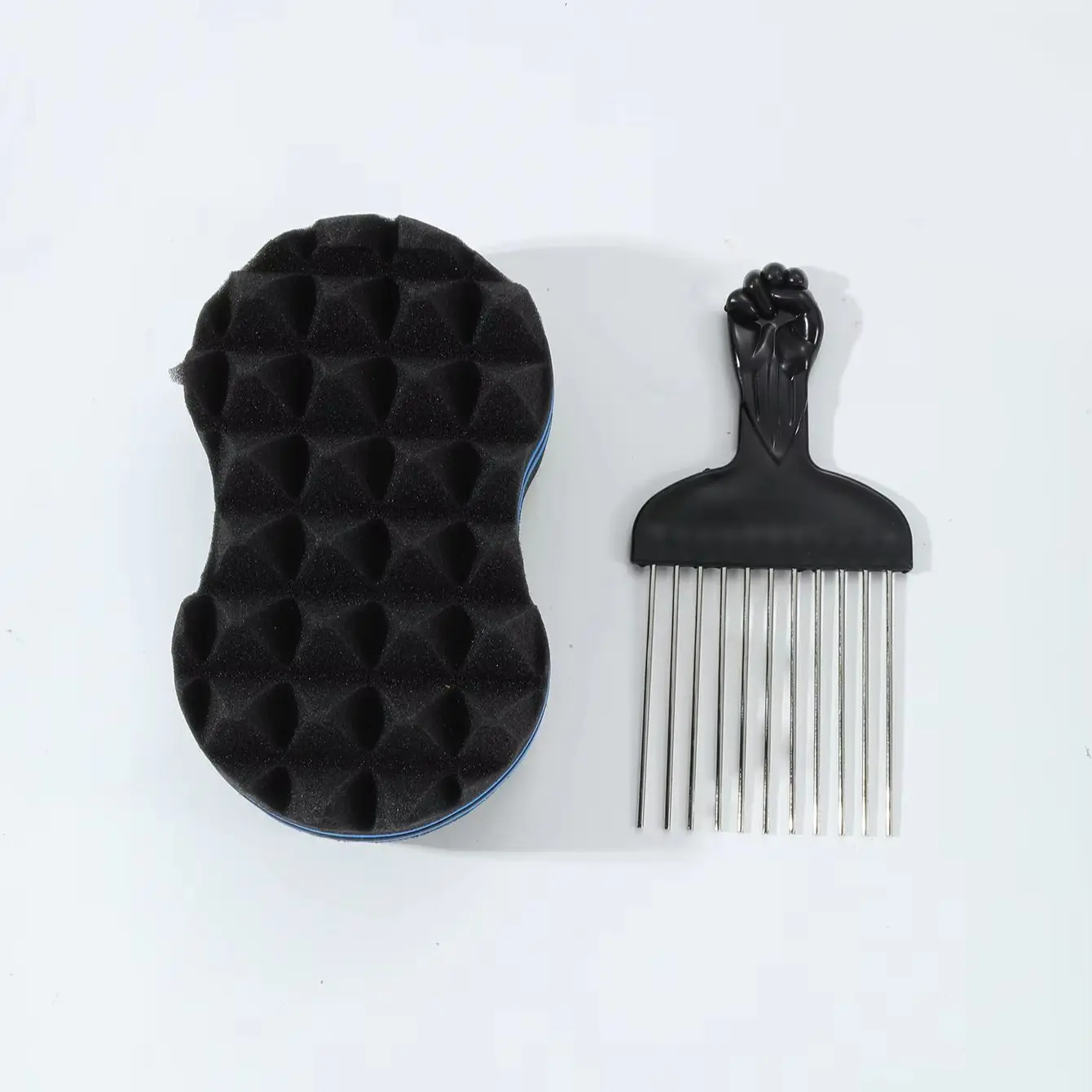 2pcs Afro Hair Styling Set, Curl Sponge & Pick Comb Tool