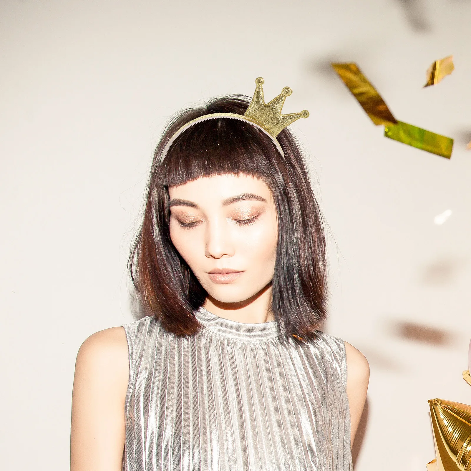 

2Pcs Golden Crown Headbands Glitter Sparkling Hair Accessories Kids Girls Wedding Party Hairbands Crown Headband