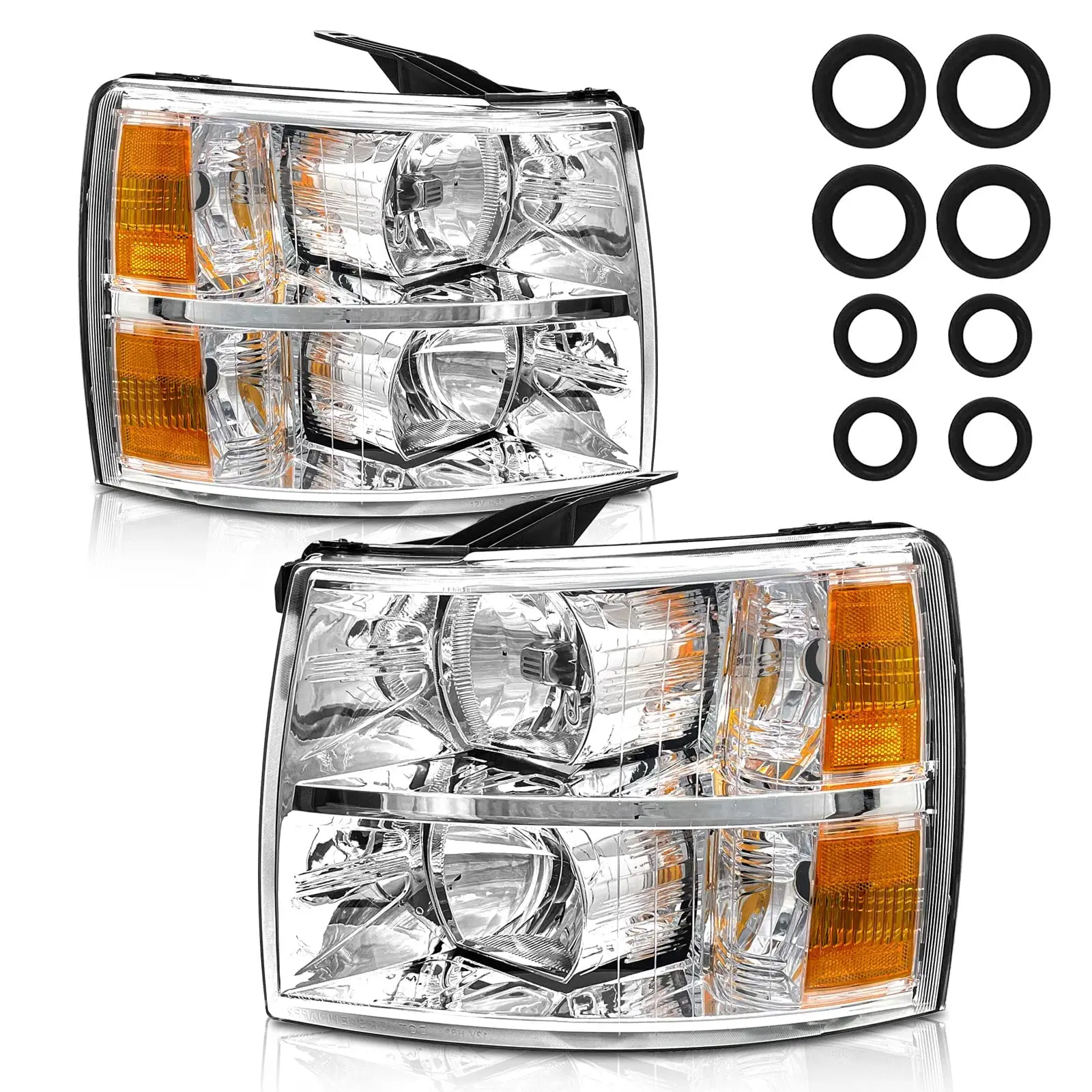 

AS Headlight Assembly for 2007-2013 Chevy Silverado 1500/2007 2008 2009 2010 2011 2012 2013 2014 Chevy Silverado 2500HD 3500HD