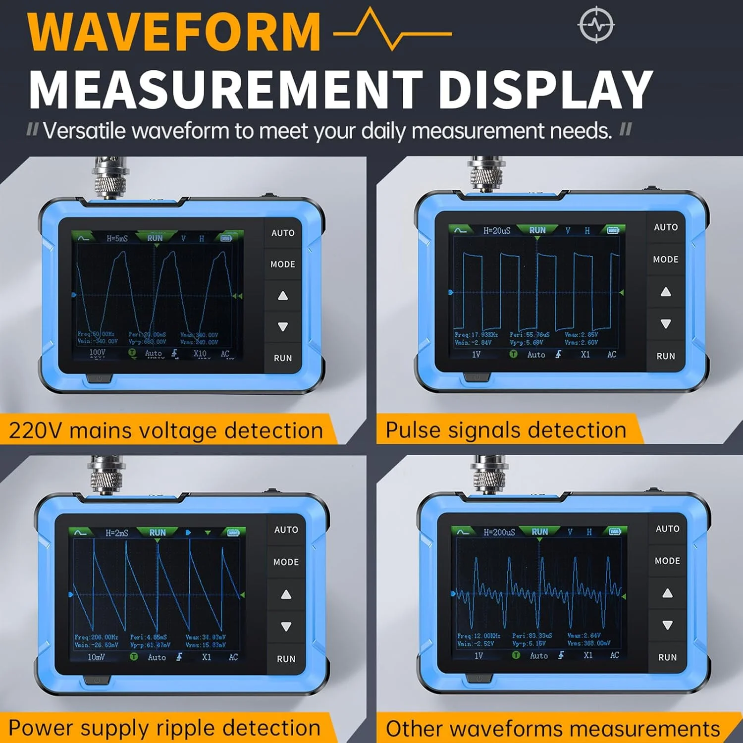 DSO-510 MinI 2-in-1 Handheld Oscilloscope-DDS Signal Gen 10MHz 48MS/s 2.8" TFT Auto/Normal/Single Trigger Electronic Repair Tool