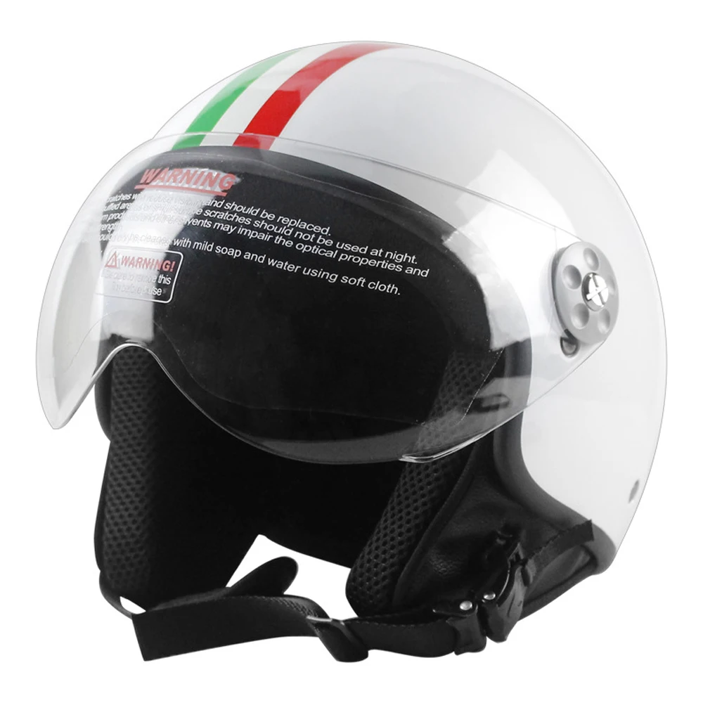 White Tricolor Line Breathable Head Protector Wear-Resistant Motorcycle Kask Anti-Fall Motocross Supplies Open Face Biker Helmet