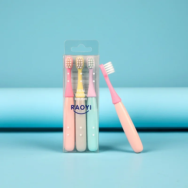 3pc/set Children's Toothbrush 3 Sets of 2-5-year-old Mushroom Cartoon Silica Gel Brush Head Ultra-fine Soft Hair Baby