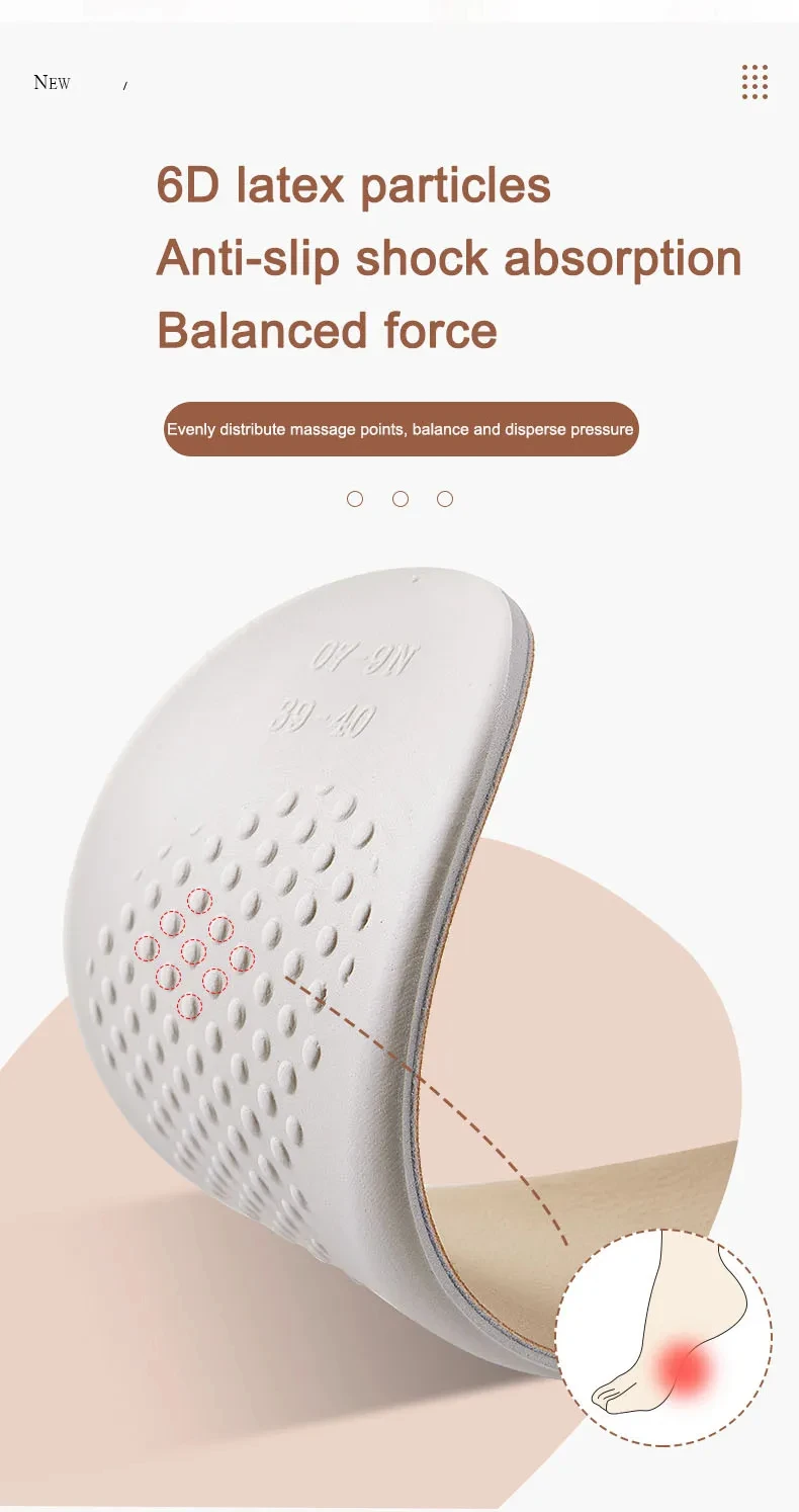 Latex Insole for Feet Leather Shoe Sole Inserts Soft Cowhide Sports Shock Absorbing Plantar Fasciitis Template Insoles for Shoes