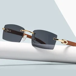 New Punk Rimless Rectangle Sunglasses Men 2023 Fashion Vintage Trendy Small Frame Sun Glasses Frameless Eyewear UV400
