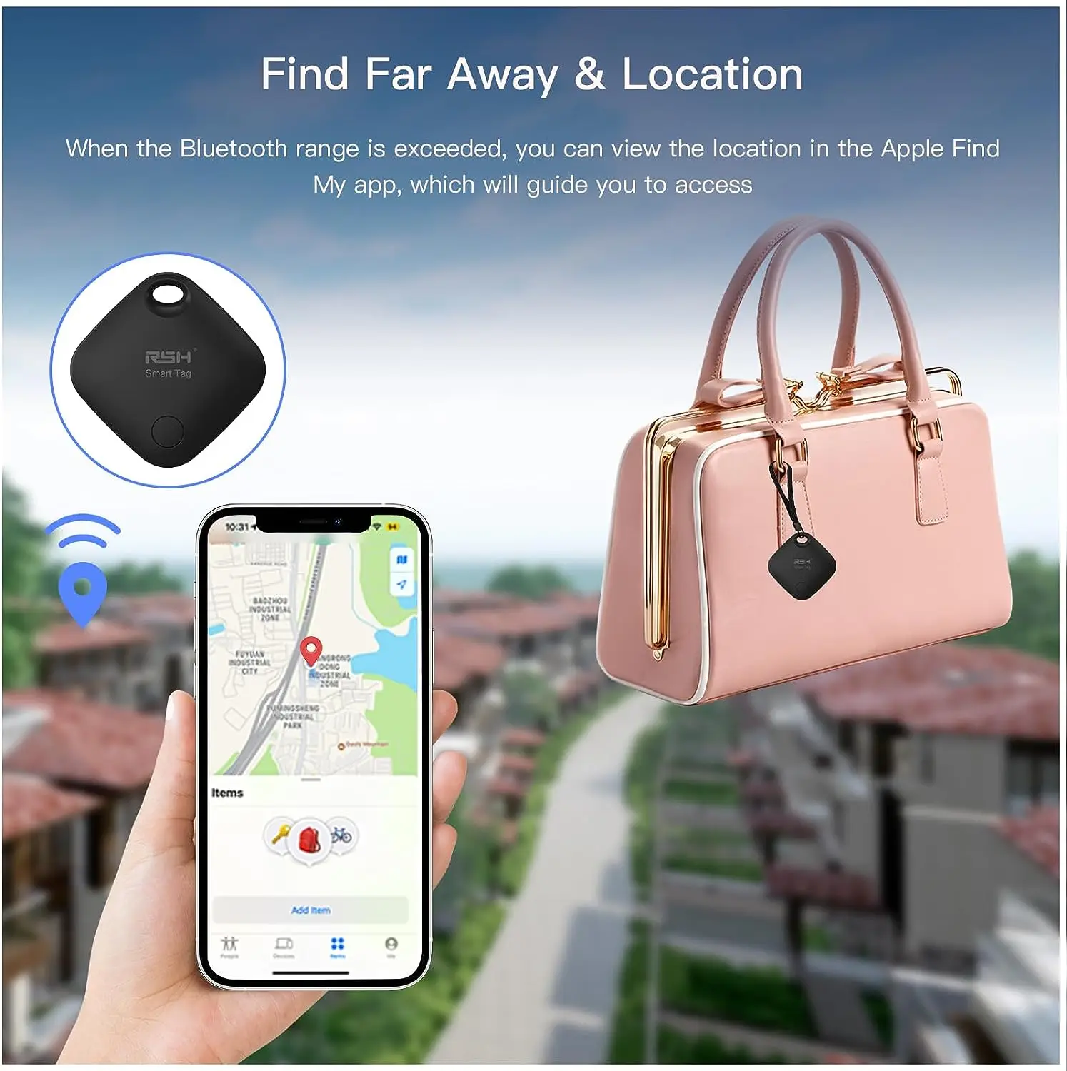 Smart GPS Tracker Works with IOS Find My APP Bluetooth-compatible Tag Anti Lost Reminder Device MFI Rated Locator Car Key Finder