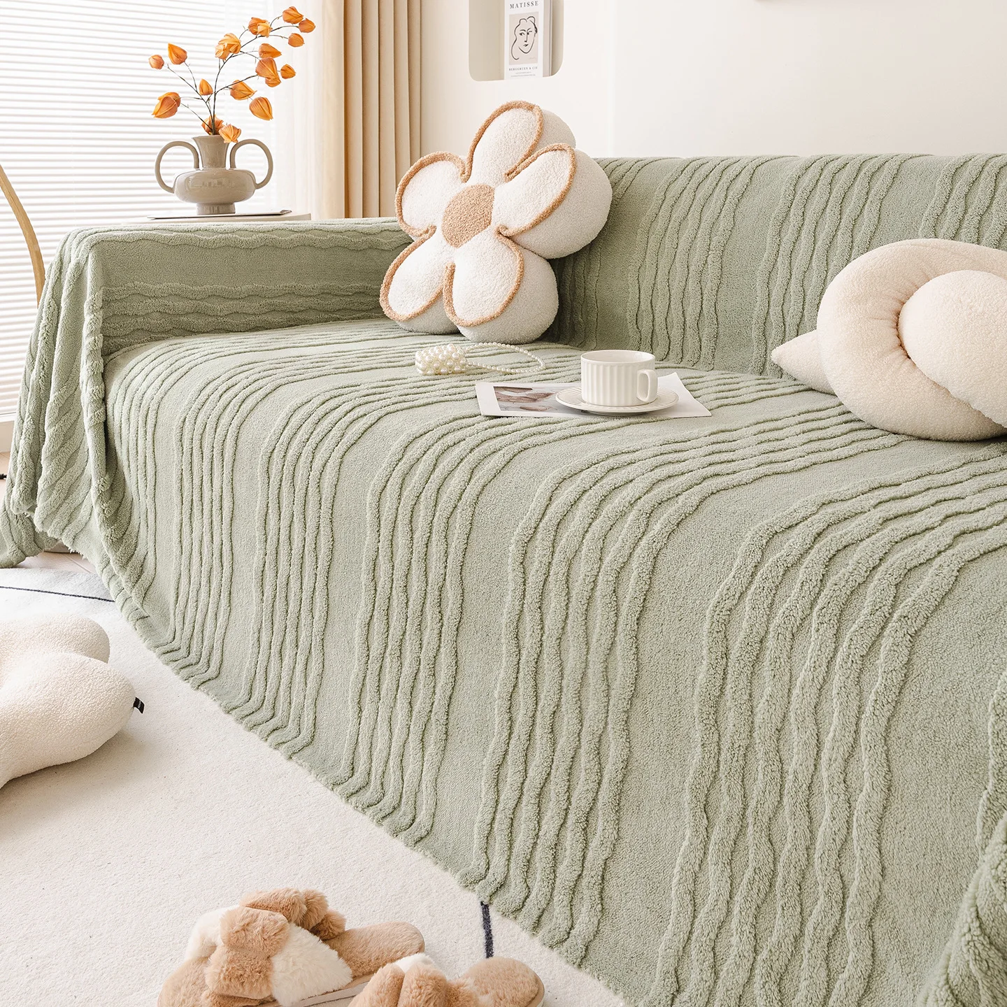 

Thicken Warm Jacquard Tuffed Fleece Sofa Towel, for Living Room Bedding Room Large Relax Leisure Blanket Couch Cover Decor