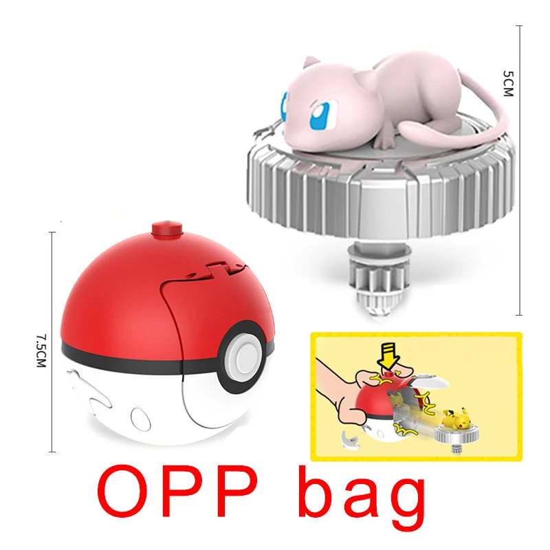 Pokemon Figuur Draaiende Top Speelgoed Actiepop Originele Pikachu Charmander Squirtle Mew Eevee Ball Box Draaispel Kinderspel