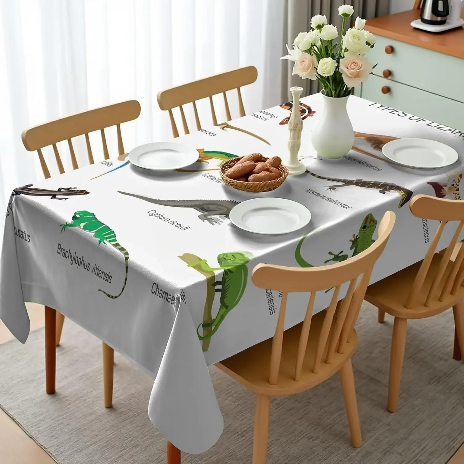 Spring Flower Watercolor Flourishing Vibrant Blooms DesignAmbesonne Yellow and Blue Tablecloth, , Rectangular Table Cover