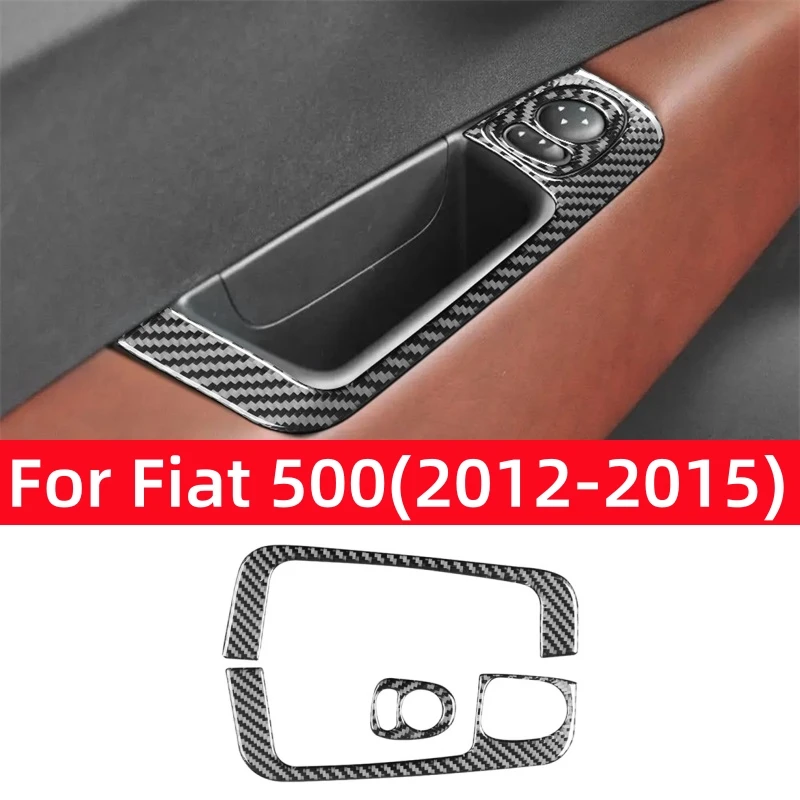 

Real Soft Carbon Fiber For Fiat 500 2012-2015 Accessories Car Windows Control Lift Panel Decoration Sticker Cover Trim
