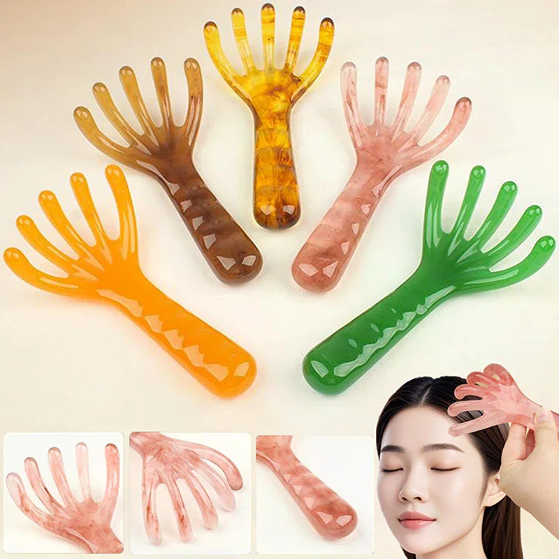 

1 Pcs Head Massager Manual Hair Scalp Massager Gua Sha Five Claw Massage Tool Comb Portable Handheld Resin Relax Tool For Gifts