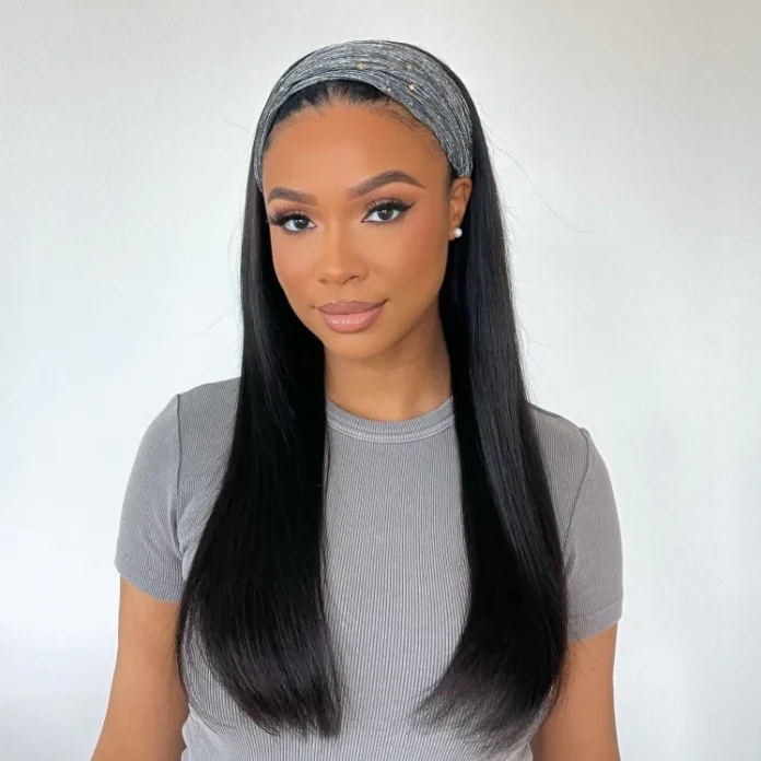 

Headband Wig Human Hair Straight Headband Wigs Glueless None Lace Front Wig Brazilian Virgin Machine Made Wigs Headband Half Wig