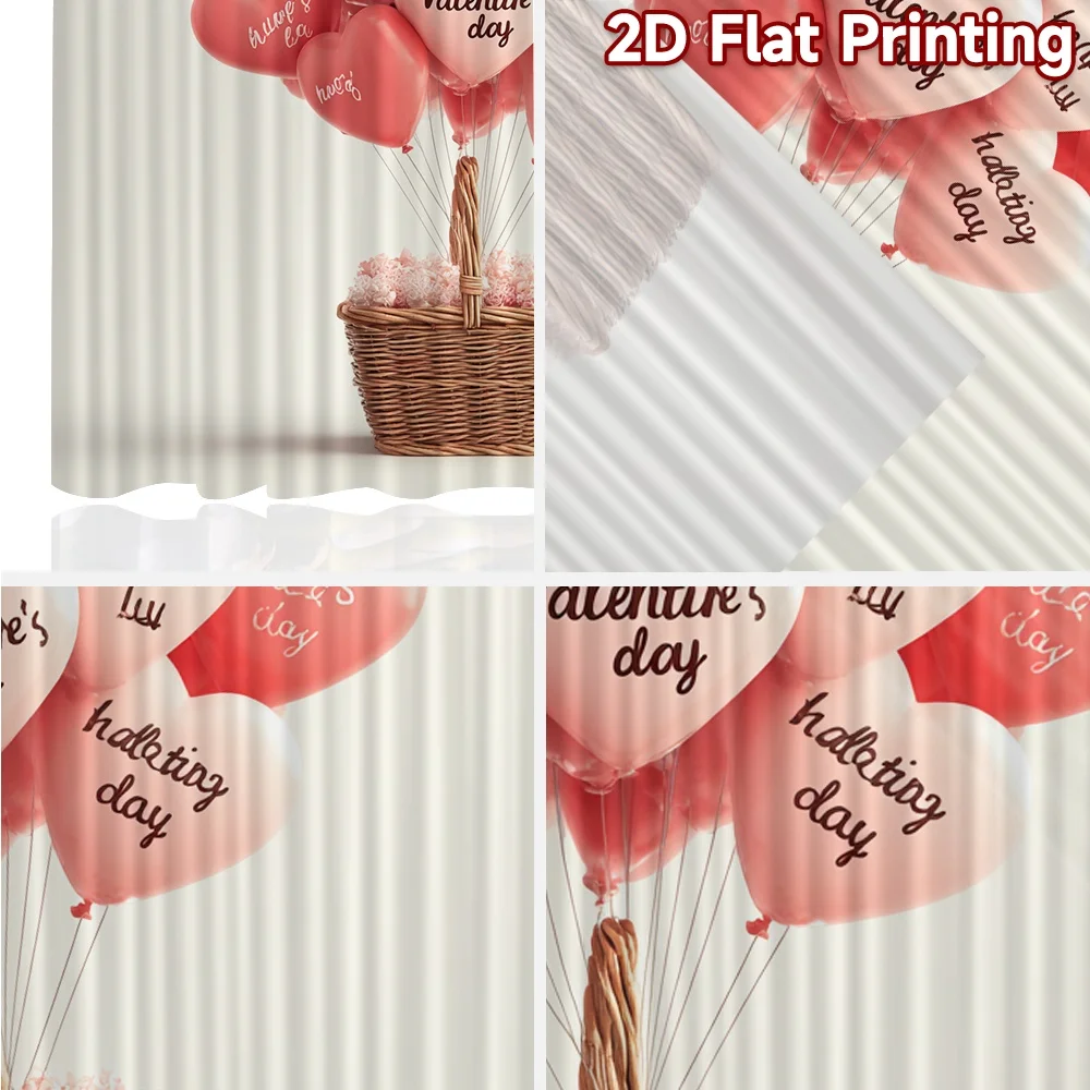 2D FLAT PRINTING 2pcs Curtains (Without Rod) Valentine's Day Heart Balloon Minimalist Chic Curtains Prints Light Filtering