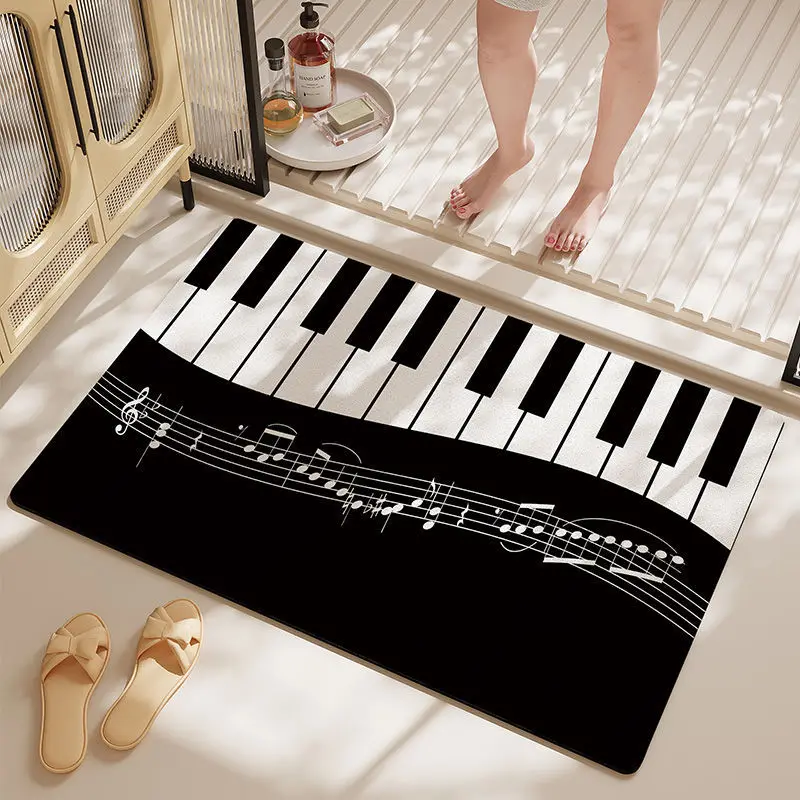 Alfombra de Piano estilo crema, almohadilla absorbente antideslizante para baño, sala de estar, cocina, puerta de entrada, decoración del hogar