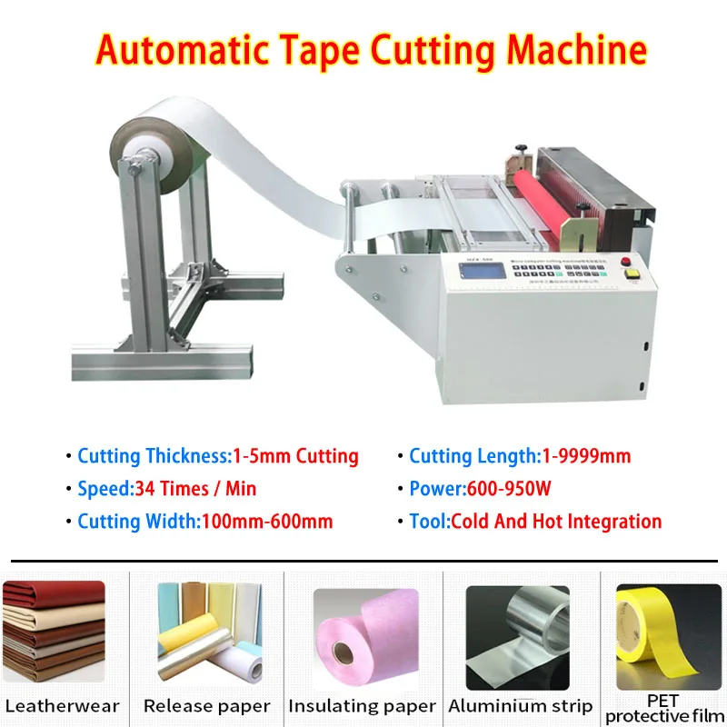 Automatic Cloth Tape Cutting Machine 600 To 950W LCD Screen For Non-woven Fabric Bubble Film Copper Foil Kraft Paper PVC Film