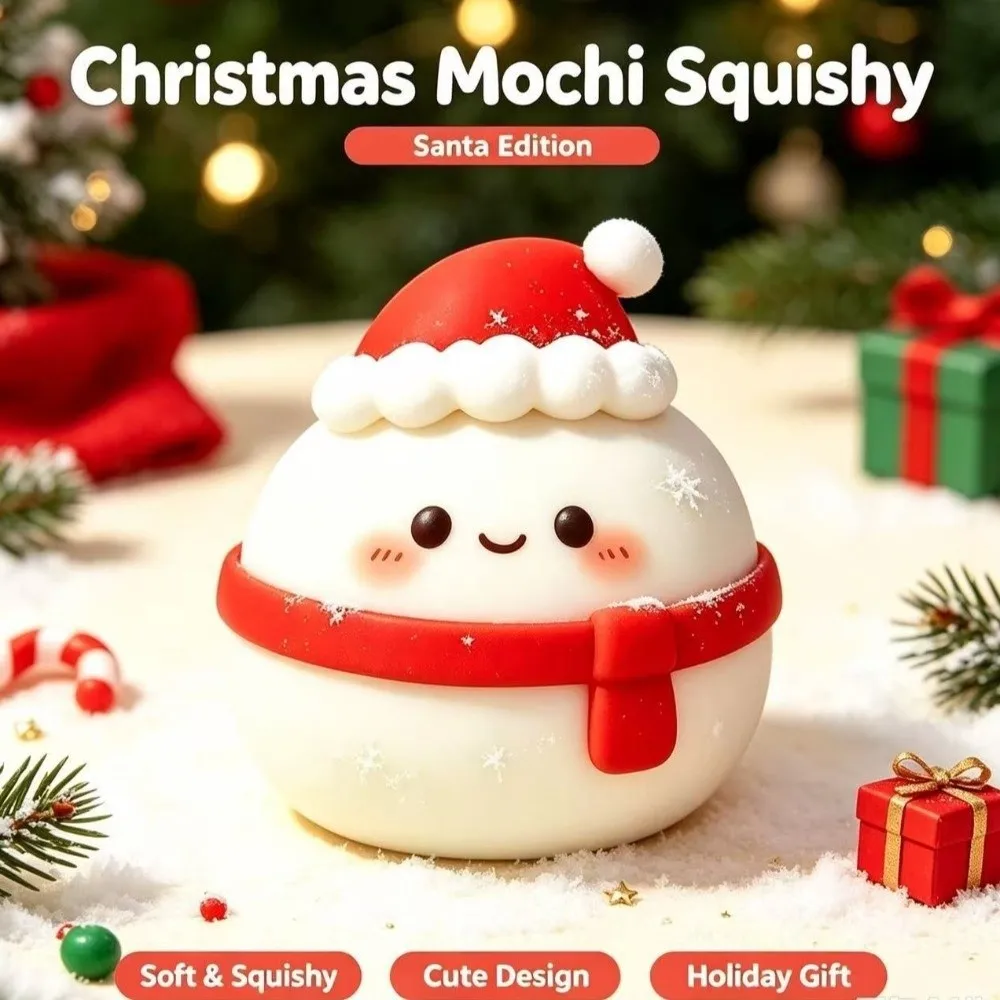 Sensory Slow Rebound Christmas Mochi Squishy Slow Rising Stretchy Tactile Squeezeble Soft Christmas Squishy Office Desktop