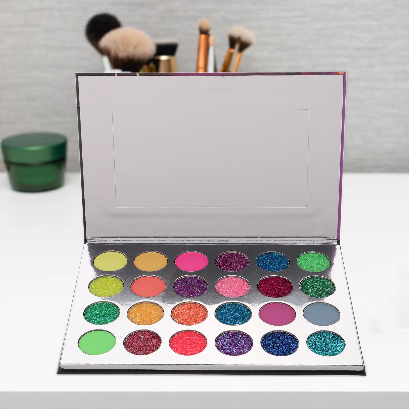 

Halloween Glow in The Dark Eyeshadow Palette 24 Colors Glitter Sparkly Eye Shadow Pallets for Women Party Events