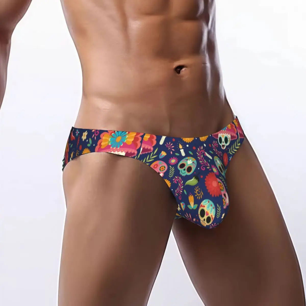 

Men's Underwear Briefs Skulls With Floral Hats Sexy Underpants Male Panties Bikini Underwear Ropa Pants