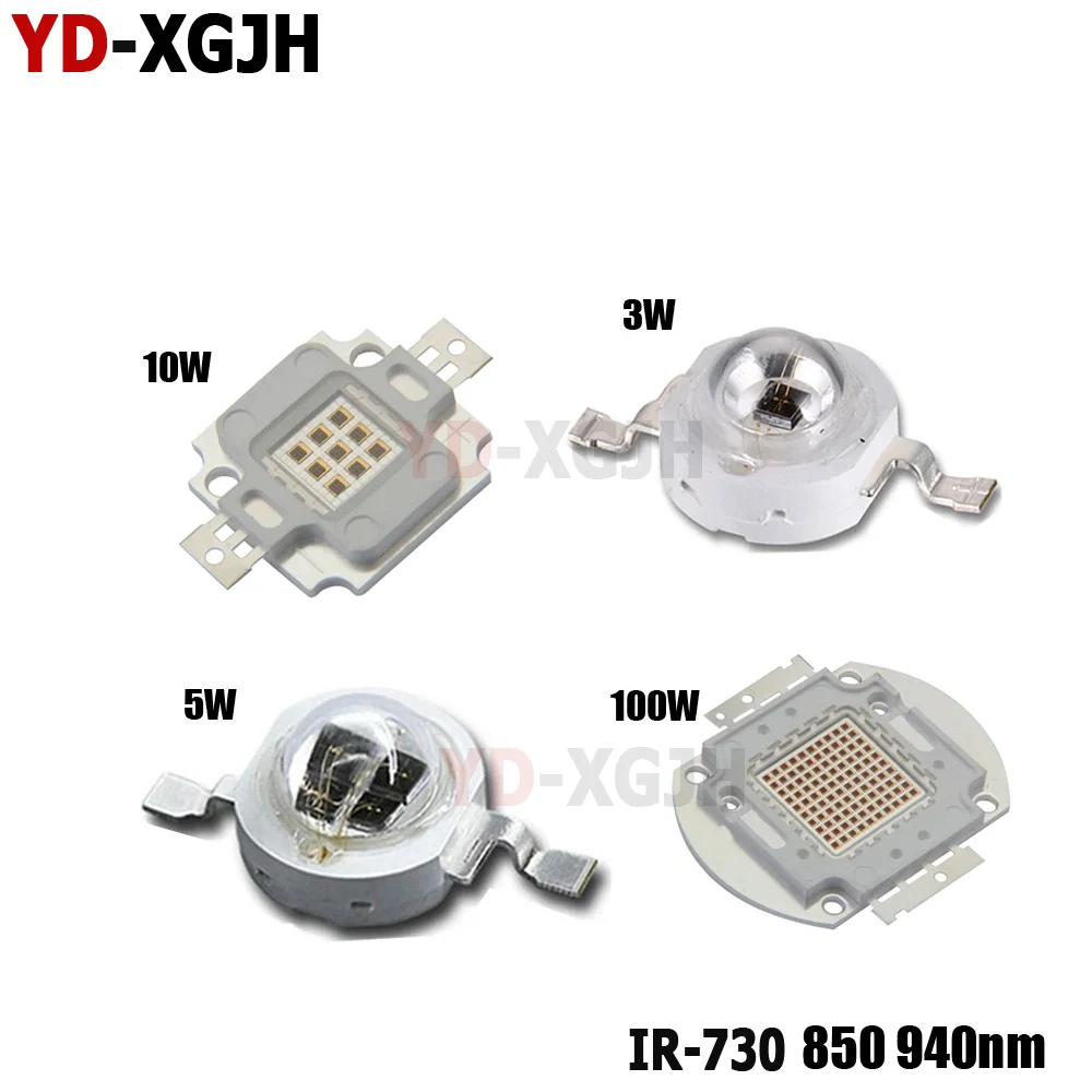 

IR Infrared 850Nm 940Nm High Power LED Chip 3W5W10W20W50W100W Emitter Light Lamp Matrix 45x45mil for 730nm Night Vision Camera