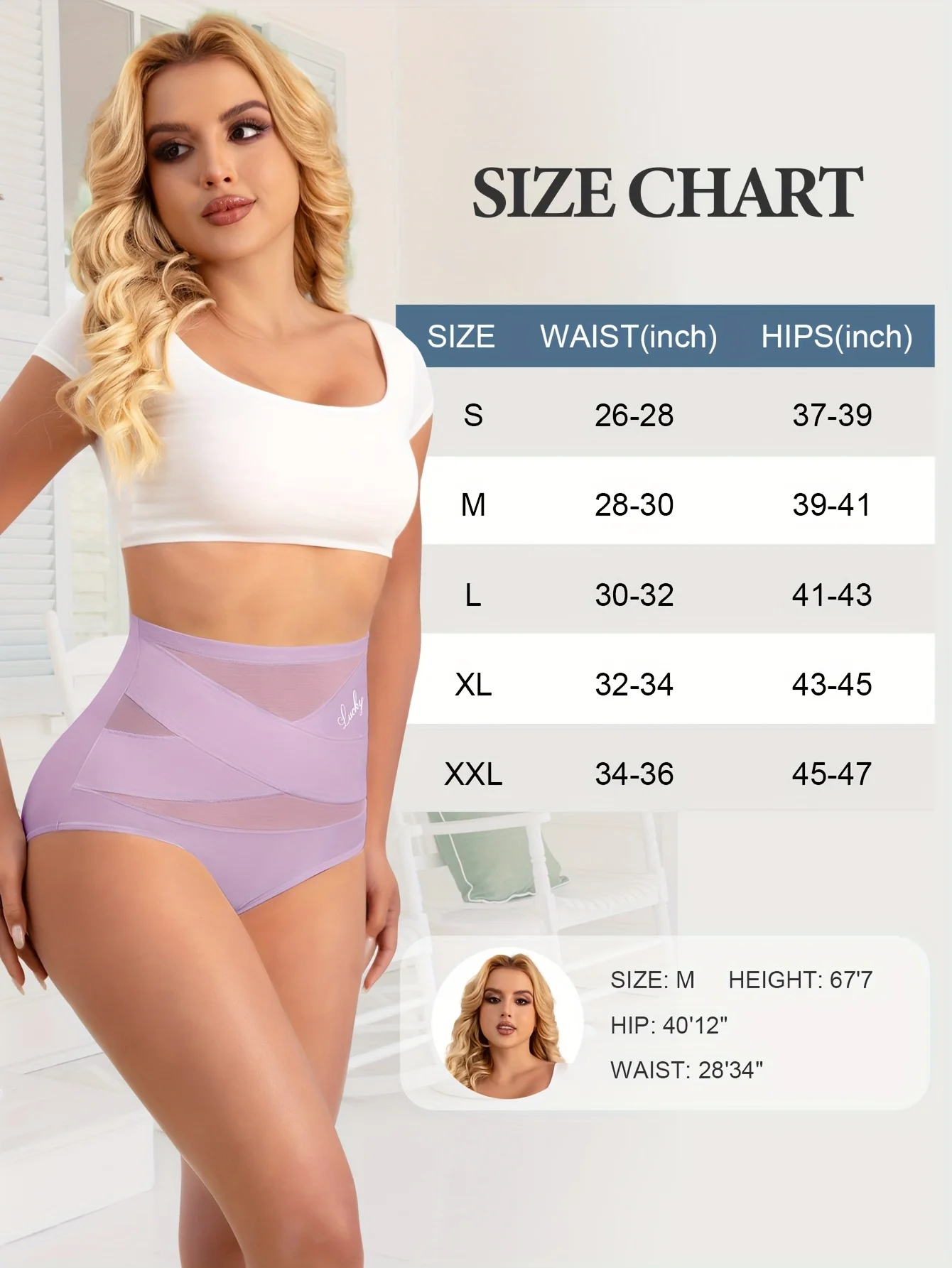 4pcs High Waist Mesh Contrast Letter Print Briefs, Elegant Comfy Breathable Stretchy Intimates Panties, Women's Lingerie & image 6