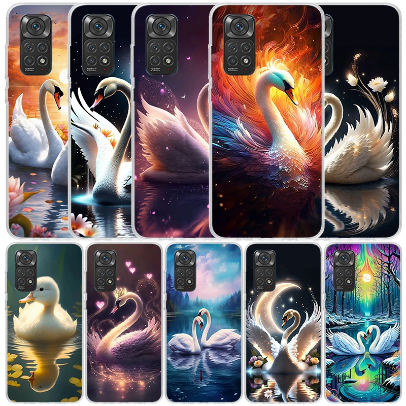 White Swan Grace Art Silicon Call Phone Case For Xiaomi Redmi Note 13 12 12S 11 11S 10 10S 11T 11E Pro Plus 9 9S 9T 8 8T 7 Cover