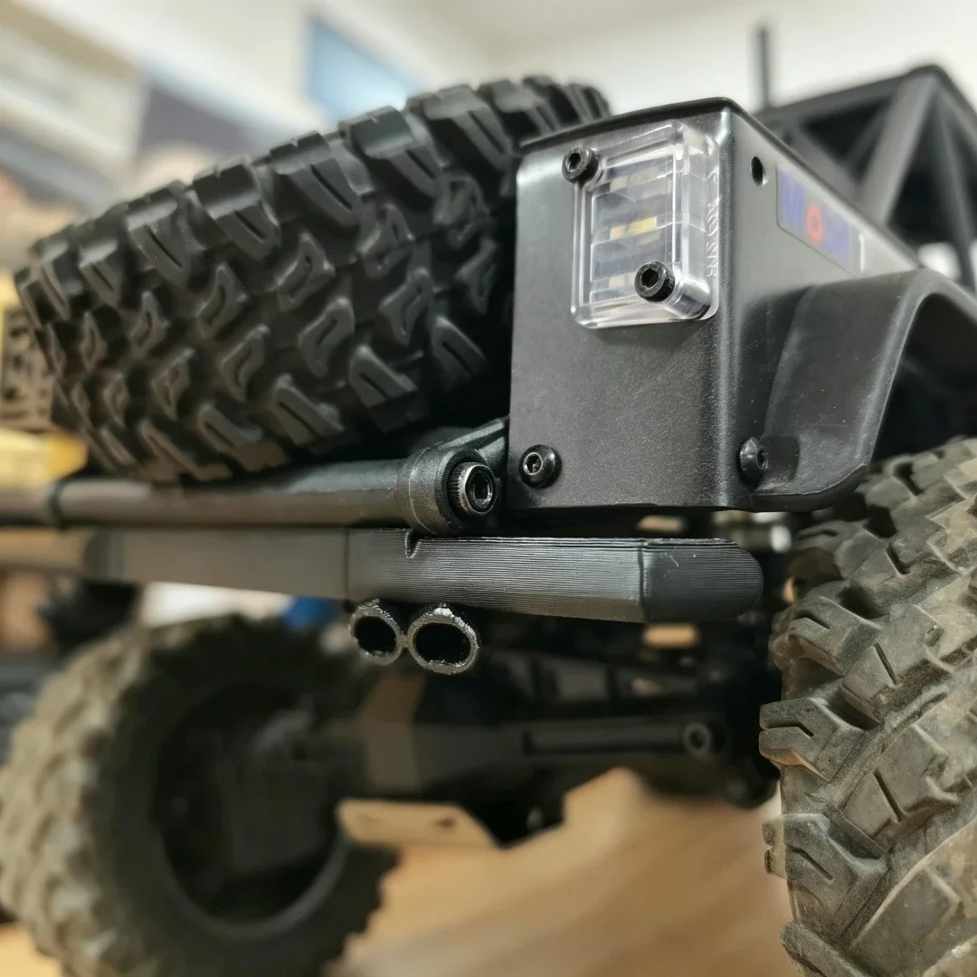 RC Off Road Crawler Bumper With Simulated Exhaust Pipe Custom Model Number For 1/12 MJX H12Y H12Y+ Decor Styling Upgrade Parts