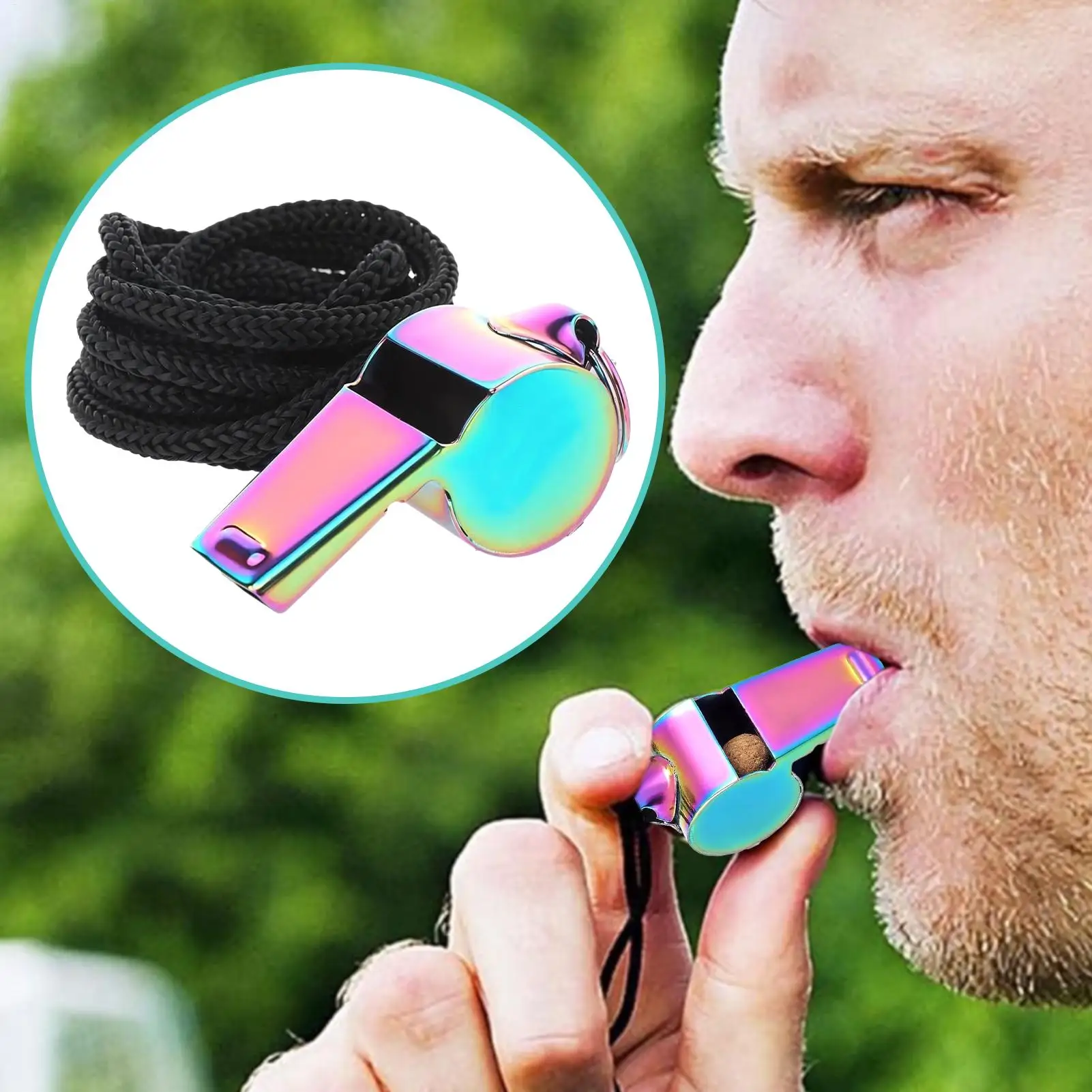 صفارة رياضية من الفولاذ المقاوم للصدأ للمدربين مع حبل لوازم خارجية مع صوت عالي هش لمدربي الحكم #2