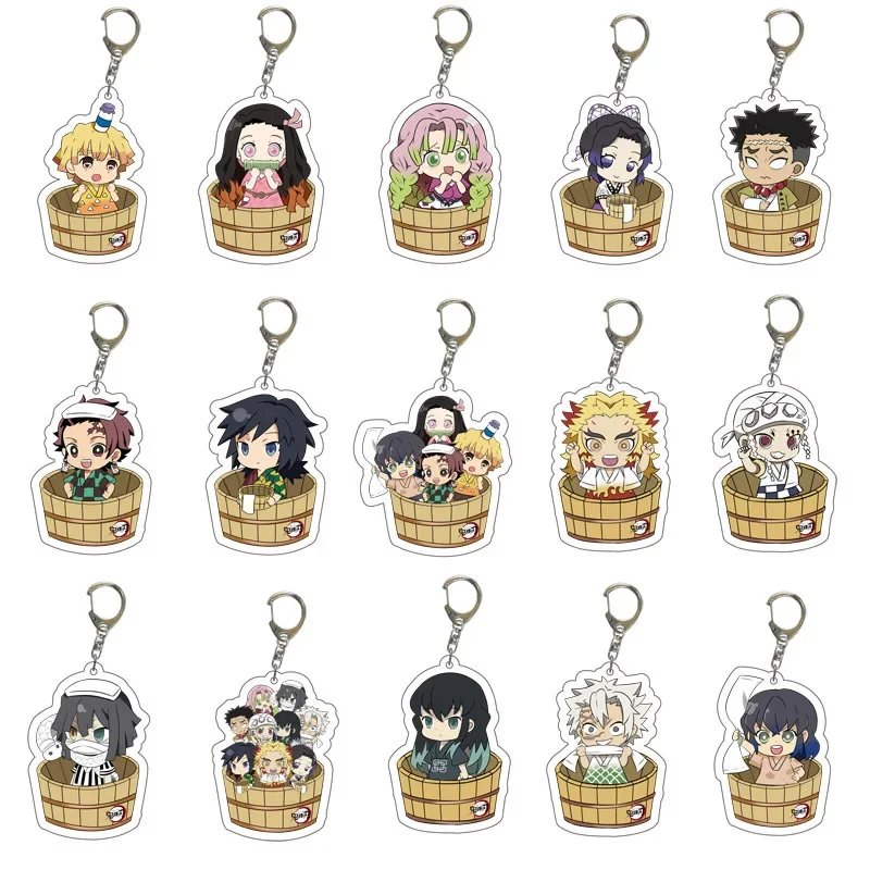 New Anime Kamado Tanjirou Kamado Nezuko Agatsuma Zenitsu Figure Key Ring Transparent Acrylic Keychain Model Plate Christmas Gift