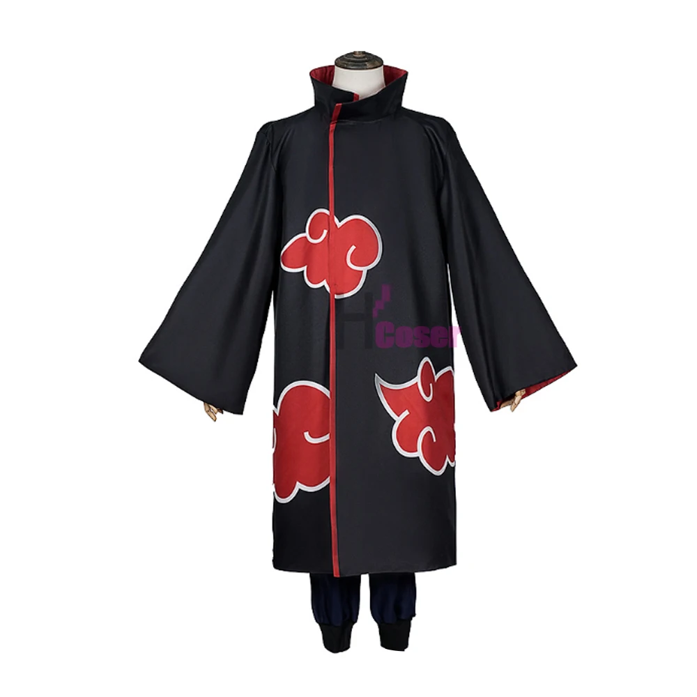 Anime Ninja Uchiha Itachi Cosplay Costume Full Set Cloak Headband T-Shirt Pants with Wig Cos Convention Gift Unisex Adult Versio