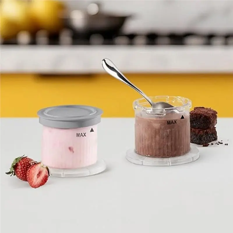 B23B Dessert Cups 3PCS Instant Freeze Ice Cream Maker With Spoon Bowl Set 0.5-Pint Bowls Lids